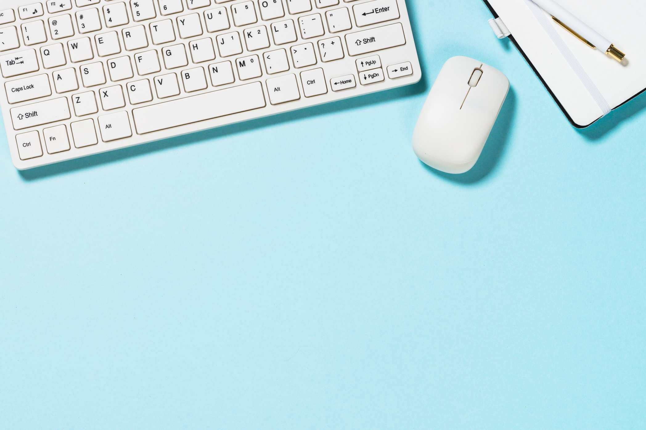Office Desk with Keyboard and Notebook 